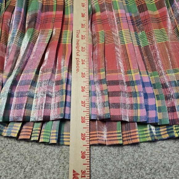 J.Crew Women's Metallic Shimmering Plaid Pleated Midi Skirt Multicolor Sz 10 NWT - Picture 9 of 10
